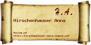 Hirschenhauser Anna névjegykártya